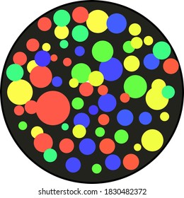 representar un círculo grande lleno de círculos pequeños de varios colores