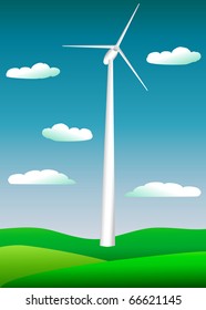 a picture of a large electric windmill against a blue sky