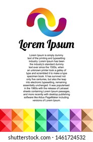 In the picture, a layout for polygraphy, a layout with a sign, you can place your text. Layout on a white background, with cubes, pyramids, from below.