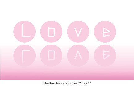 The picture of the letter says I love you in a pink circle