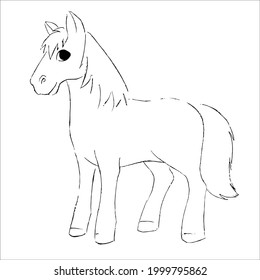 Picture of line atr horse for coloring