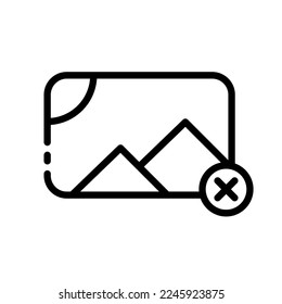 Picture Line Icon. Photo, avatar, memory, graphics, button, archive, landscape application, camera, photographer, designer, work, memories. These concept. Vector black line icon on a white background