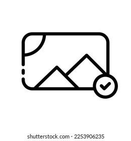 Picture Line Icon. Photo, processing, avatar, memory, graphics, button, archive, landscape application, camera, photographer, designer, work, memories. These concept. vector black line icon