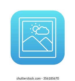 Picture line icon for web, mobile and infographics. Vector white icon on the blue gradient square with rounded corners isolated on white background.