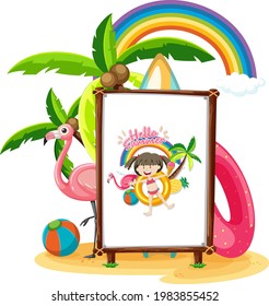 Picture of little girl in the beach scene isolated illustration