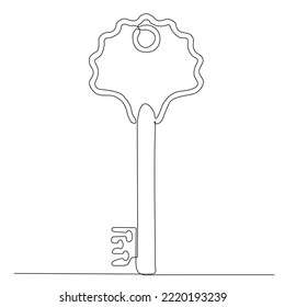 
picture lock one continuous line. Real estate lock icon. Success keys, solutions, opportunities and safety concept in doodle style.