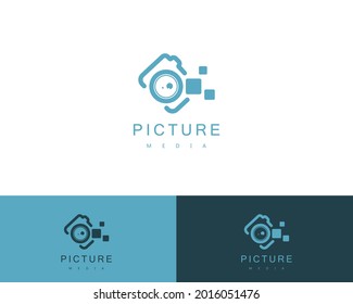 picture logo creative tech media digital sign symbol design concept