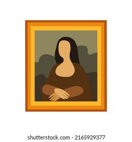 Еhe picture looks like Mona Lisa in Flat Style. Stylized Joconda vector illustration