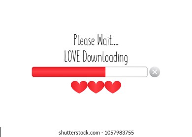 picture of love, LOVE Downloading message and red heart, vector, illustration