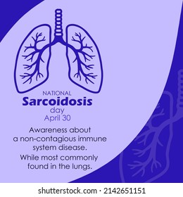 picture of lungs with bold text isolated on blue background, National Sarcoidosis Day April 30