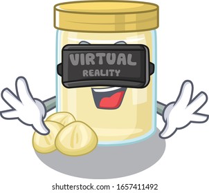 A Picture of macadamia nut butter character wearing Virtual reality headset