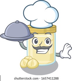 A picture of macadamia nut butter as a Chef serving food on tray
