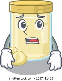 A picture of macadamia nut butter having an afraid face