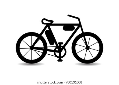 Picture of a male or female electric bike on a white background. Icon. Healthy lifestyle. Travels.