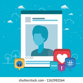 picture of man in acount with trend set icons