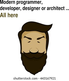 Picture a man with a beard and mustache in vector, logo for a barbershop, emblem of male salon