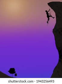 A picture of a man climbing a high mountain To test your ability, challenge and persevere.