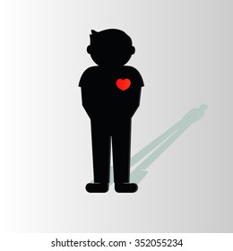 Picture a man in love with a shadow. Vector.