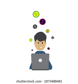 imagen del hombre haciendo vector del dinero
