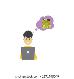 picture, man who dreams of financial success vector