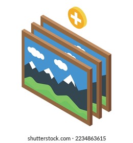 Picture media icon isometric vector. Market service. Marketing brand