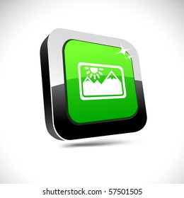 Picture metallic 3d vibrant square icon.