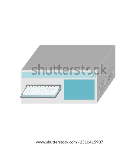 A picture of microplate reader that is laboratory equipment for chemical and biological reactions measurement or analyzes in the microplate.
