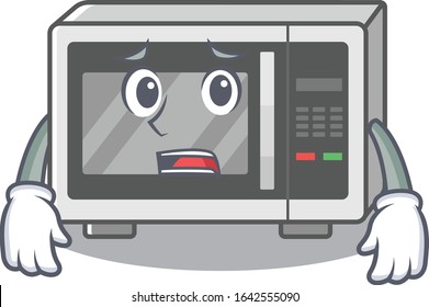 A picture of microwave having an afraid face