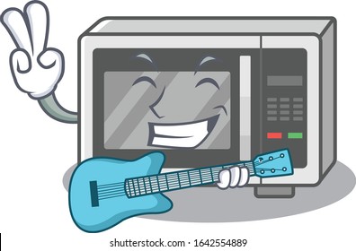 A picture of microwave playing a guitar