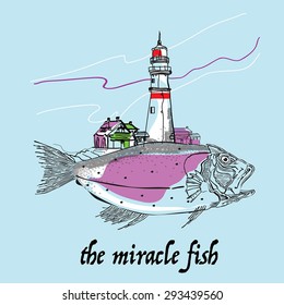 the picture of the miracle of fish in vector format