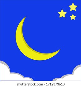 a picture of the moon and bright stars in the night of Ramadan for Muslims