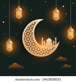 A picture of the moon and the mosque clouds in the sky