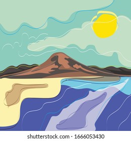 a picture of a mountain with cool colors