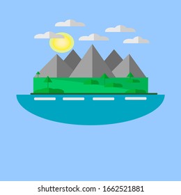 imagen de una montaña de diseño plano
