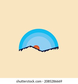 picture of mountain plains and orange evening sun