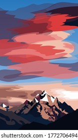 A picture of mountains against the rising sun