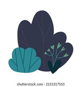 Picture of nature with bush and flower, cartoon style. Trendy modern vector illustration, hand drawn, flat design. All elements are isolated.  