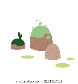 Picture of nature with mound, cartoon style. Trendy modern vector illustration, hand drawn, flat design. All elements are isolated.