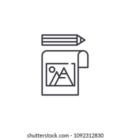 Picture note linear icon concept. Picture note line vector sign, symbol, illustration.