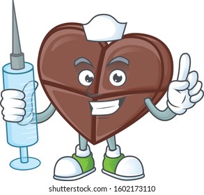 Picture of Nurse chocolate bar love cartoon style holding syringe