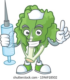 Picture of Nurse endive cartoon style holding syringe