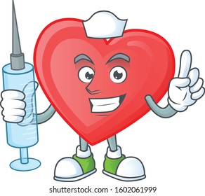 Picture of Nurse red love cartoon style holding syringe