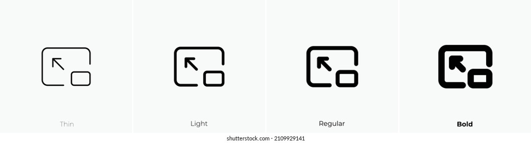 picture in picture off icon. Thin, Light Regular And Bold style design isolated on white background