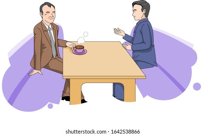 A picture of an office worker explaining to a client or boss.