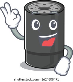 A picture of oil filter making an Okay gesture