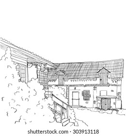 Picture an old courtyard.