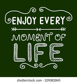 Picture on blackboard. Vector illustration with motivation phrase.
