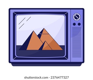 La imagen en tv muestra un objeto vectorial aislado de color de línea plana. Televisión de época. Imagen editable de imágenes prediseñadas sobre fondo blanco. Dibujo gráfico de esquema simple para diseño web