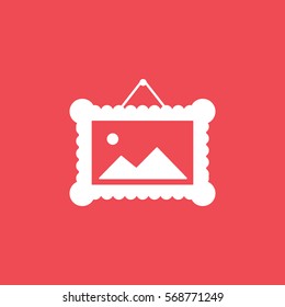 Picture On Wall  Flat Icon On Red Background