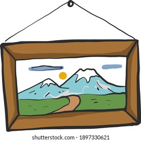 Picture on a wall, illustration, vector on a white background.